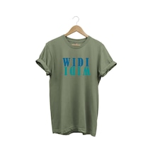 Widi Logo Aynalanmış Tasarım Baskılı %100 Pamuk Regular Fit T-shirt Haki