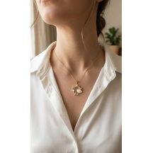 316l Çelik Zincir Gold Renk Deniz Tema Model Zirkon Taşlı Kadın Kolye - Özel Seri Bzsurn012182 altın