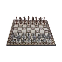 5 No. İngiliz Antik Bakır Satranç Taşları Ve Katlanır Sedef Desen