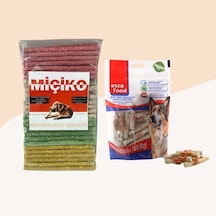 Miçiko Renkli Munchy Köpek Ödülü 100'lü + Tavuklu Lokmalık Munchy 6 CM 36'lı