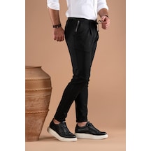 Slimfit Tek Pileli Dar Paça Fermuar Detaylı Kışlık Kumaş Pantolon 001