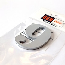 Gendec Kapı Numarası 7Cm No:9 Metalik Gri Kendinden Yapışkanlı Nu