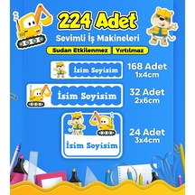 İş Makineleri Temalı Okul Kreş Kişiye Özel İsim Etiket Seti - Model 256 Çok Renkli