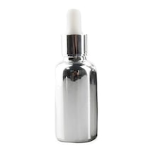 Gri Renkli Beyaz Damlalıklı Cam Şişe 30 Ml