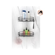 Tekno Tel St-207 Yapışkanlı Kancalı 2 Adet Köşelik Banyo Rafı Siyah