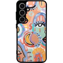 Samsung Uyumlu S24 Suluboya Retro Göz Tasarımlı Glossy Telefon Kılıfı Çok Renkli
