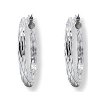 Oya Silver Örgü Desenli Kadın Gümüş Halka Küpe 2.7x2.7cm