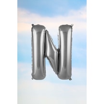 N Harfi Gümüş Folyo Balon 100 Cm 40 Inç 1 Metre Silver Çok Renkli