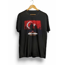 Suma Atatürk Baskılı Siyah Oversize Bisiklet Yaka T-shirt - 30 Ağustos Zafer Bayramı