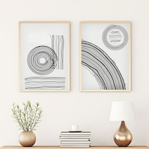 Huhuli Ahşap Çerçeveli Modern Tablo Seti Huhu58