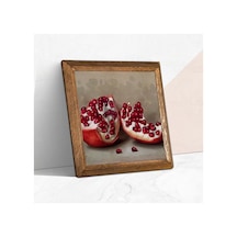 Pinecone Nar Taş Duvar Tablosu - Ahşap Çerçeveli Taş Tablo - 25x25 Cm - Dekoratif Duvar Sanatı - Modern Ev Ve Ofis Duvar Dekoru W1-04