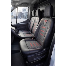 Füme - Kırmızı Panda Bodrum Serisi Ford Transit 2014+ Araca Özel Keten Ticari Oto Koltuk Kılıfı