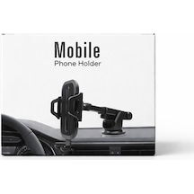 Araç Telefon Tutucu Vantuzlu 360 Döner Universal Telefon Standı Dashboard Cam Uyumlu Siyah