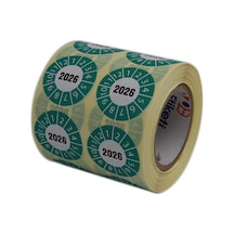 Vellum Tarih Seçme Etiketi 30mm X 30mm Ruloda 1000 Adet Yeşil, 2026