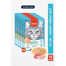 10lu Yetişkin Kedi Yaş Maması Ton Balıklı & Tavuklu Premium Kalite 10 X 70 Gr
