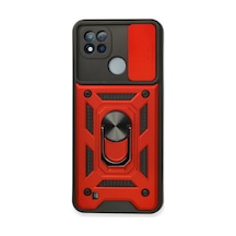 Realme C11 2021 Kılıf Pars Lens Yüzüklü Silikon - Kırmızı Kirmizi
