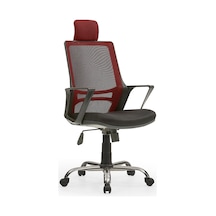 Arya2 Bilgisayar Koltuğu - Ofis - Müdür - Büro - Çalışma Sandalyesi Bordo Siyah Renk Krom Ayaklı Bordo