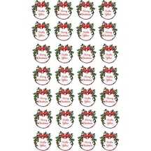 Mutlu Yıllar - Merry Christmas - Özel Kesim Sticker Set - 56 Adet - Kırmızı