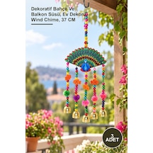 3 Adet Tavuskuşu Rüzgar Çanı Dekoratif Bahçe Ve Balkon Süsü, Ev Dekoru, Wind Chime, 37 Cm