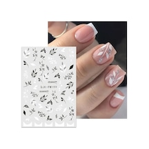 Nailist Siyah Beyaz Serisi - Gümüş Simli Yapışkan Tırnak Sticker Tırnak Dövmesi Nail Art 47720679