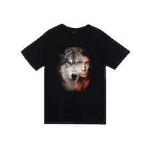 Kurt Baskılı Unisex %100 Pamuk Siyah T-shirt SIYAH