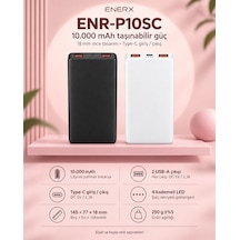 Enerx Enr-p10sc 10.000 Mah 2.1a Slim Powerbank Siyah