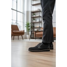Enoch Erkek Smart Casual Bağcıklı Ayakkabı - Tekstüre Üst Yüzeyli Ve Esnek Hafif Tabanlı Klasık Ayakkabı Siyah