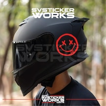 Smile Yazılı Kask Sticker Tüm Kasklar Uyumlu Tek Yön 1 Adet Kırmızı