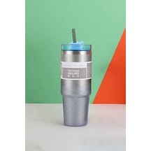 304 L Çelik Mavi Işıltılı 890 Ml Pipetli Soğuk Sıcak El Termos Cin940mv Açık Beyaz