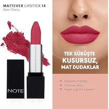 Mattever Lipstick 14 Cherry Yarı Mat Bitişli Ruj, Pembe 0