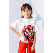 Zeyland Kız Çocuk Gül Baskılı Tshirt-kırmızı Kırmızı