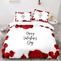 Valentınes Çift Kişilik 4 Parça Pamuk Saten Nevresim Takımı Alev Kırmızısı