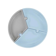Puzzle Vakum Tabanlı Silikon Tabak Mineral Blue / Powder Grey Mavi
