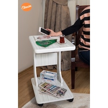 Eliusta %100 Mdf Tekerlekli C Yan Sehpa Koltuk Yanı Sehpa - Yeni