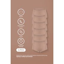 Auw Kadın Lastiksiz Pamuklu Modal Basic Boyshort 6'lı - Softfit Latte