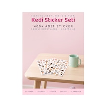 Kedi Sticker Seti 400+ Adet 9 Farklı Boy Suluboya Guaş Ajanda Planner Scrapbook Journal 6 Sayfa A4 Çok Renkli