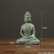 Mufunye Yeşil Kumtaşı Zen Buda Heykeli - Dekoratif Çay Arkadaşı & Ev Süsleme