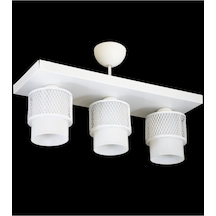 Üçlü Beyaz Cam Kafes Model Modern Plafonyer Avize I