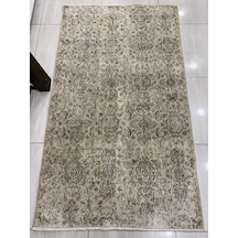 El Dokuma Eskitme 120X205 Krem Naturel %100 Yün Vintage Halı ! Krem