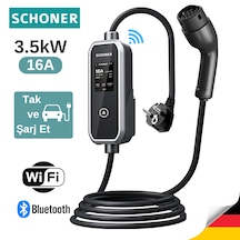 Schoner 3.5kw Taşınabilir Elektrikli Araç Şarj Istasyonu -tak Ve Şarj Et- Wi-fi/bluetooth Smart 5 Metre Tip2 Kablolu 3.5 KW