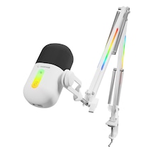 Arpej Rgb Masa Standlı Ses Göstergeli Dokunmatik Oyuncu Mikrofonu Yayıncı Mikrofonu Gaming Beyaz Siyah - ÜRün siyah