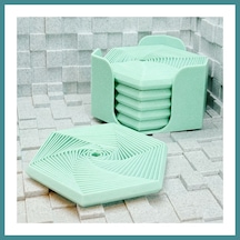 Trendexa 3d Baskı Super Fidget Coaster Seti - Altıgen Desenli Bardak Altlığı Ve Tutucu-mint Mac Mint Yeşili