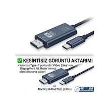4k Ultra Hd Type-c To Hdmı Görüntü Aktarım Kablosu - 1.8 Metre Alüminyum Gövde Tak Çalıştır