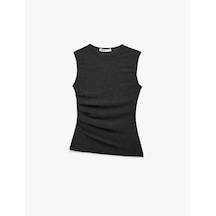 Koton Drape Detaylı Kolsuz Bisiklet Yaka Bluz Antrasit 6sak10089ek Antrasit