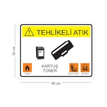 Metal Tehlikeli Atık Kartuş Toner 30x40 Cm A3 Uyarı İş Güvenliği Levhası