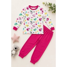 Kız Çocuk Premium Penye Koala Desenli Uzun Kollu Pijama Takımı 2-11 Yaş - Fuşya Pembe