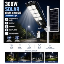 300w Kumandalı Solar Güneş Enerjili Sokak Armatürü 6500k