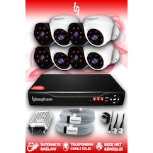 Bayicam 8 Kameralı Uzay 4 İç Kamera Set HDD'siz Full HD Gece Görüşlü Güvenlik Kamerası Sistemi