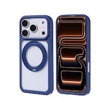 Zore İphone 17 Pro Max Kılıf M-safe Şarj Özellikli Standlı Nvth Piza Silikon Kapak - Lacivert