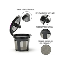 Vkemall Geri Dönüştürülebilir Çelik Filtreli Kahve Kapsülü - Keurıg 2.0 & 1.0 Uyumlu, 6 Adet Siyah Set, Lezzetli Krema İçin Siyah